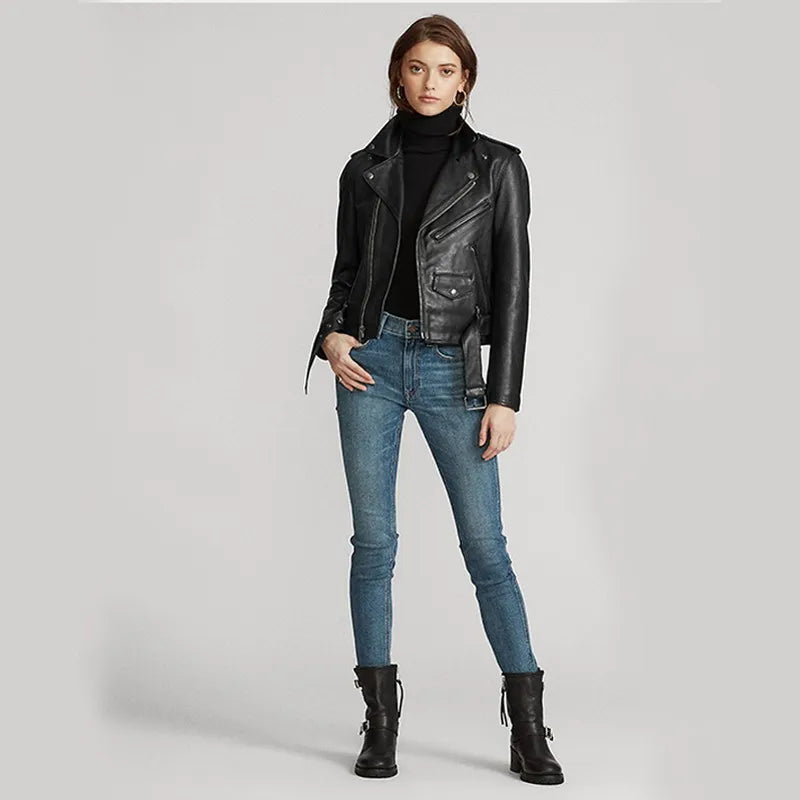 Women’s Black Biker Real Soft Leather Jacket – Motorcycle Jacket