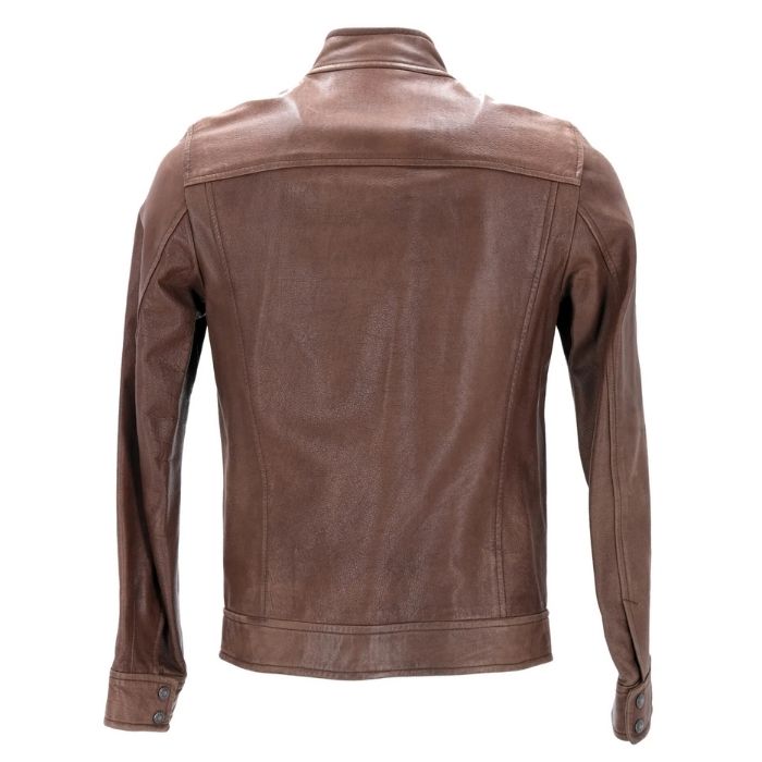 Men’s Brown Leather Zip-Up Jacket