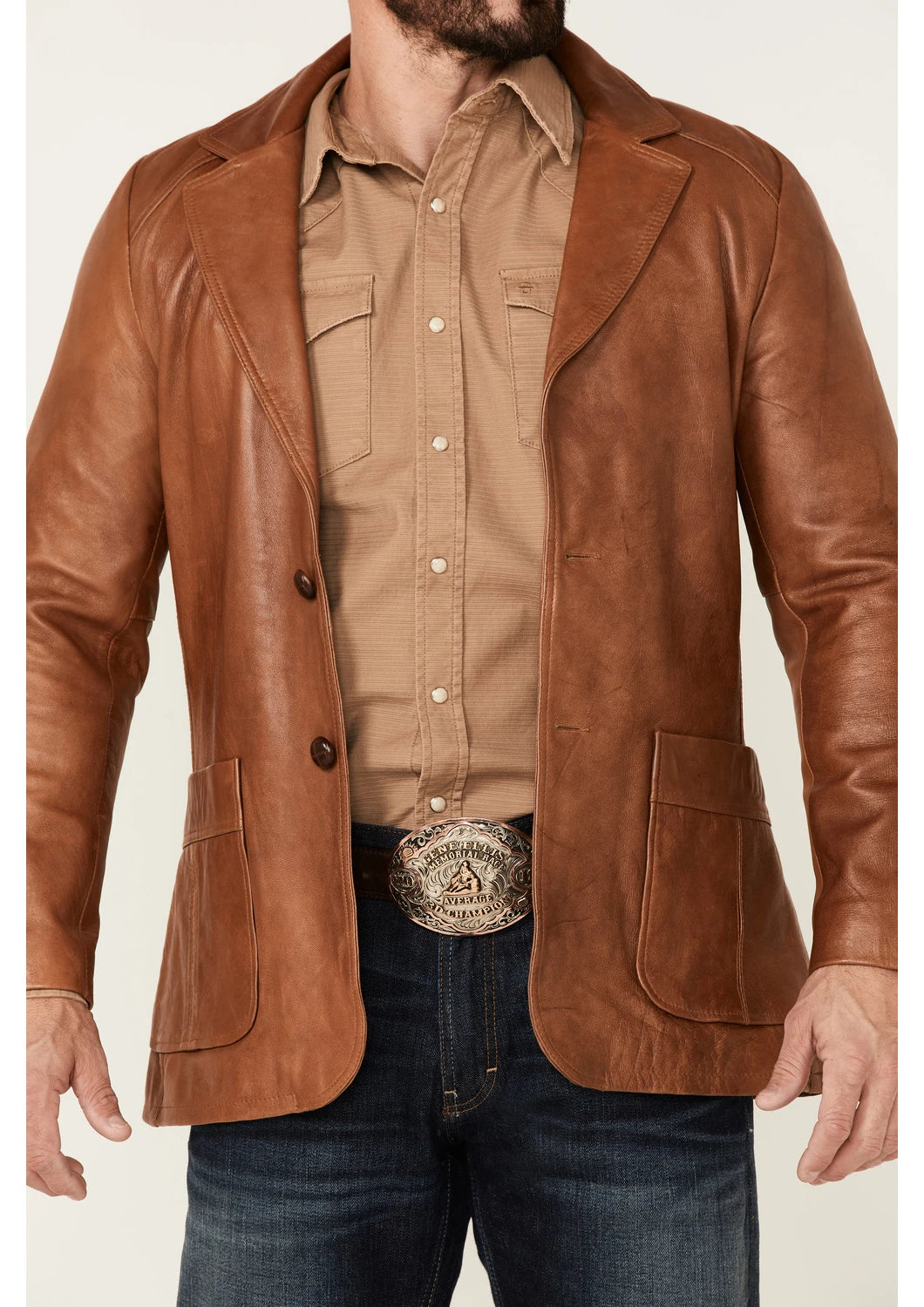 Lavendard Brown Western Leather Blazer