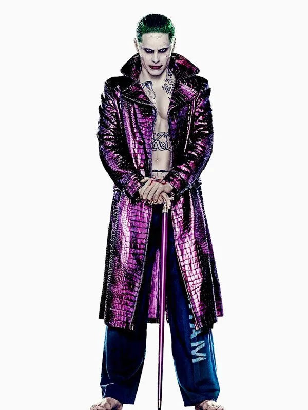 SUICIDE SQUAD JARED LETO JOKER PURPLE TRENCH COAT