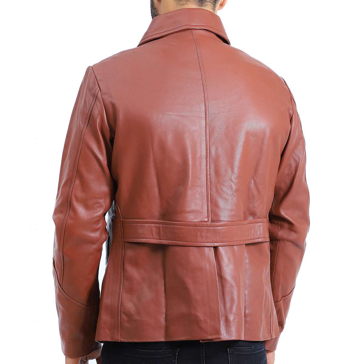 Men's Tan Brown Leather Coat