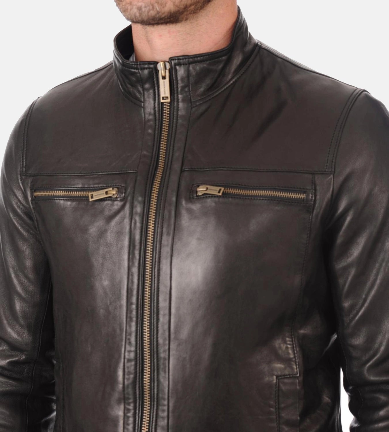 Men’s B-One Black Removable Hooded Leather Jacket