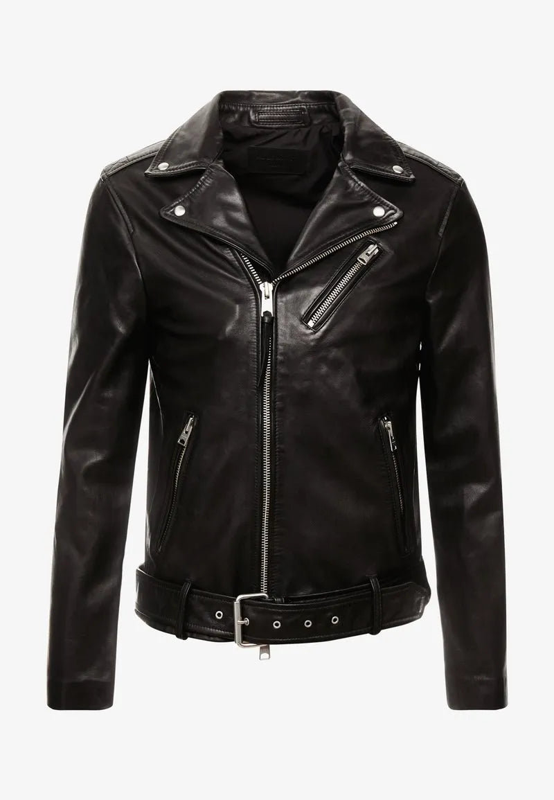 Shumack Black Biker Leather Jacket