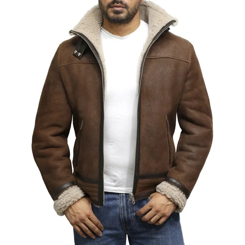 Men’s Vintage Brown Shearling Leather Jacket