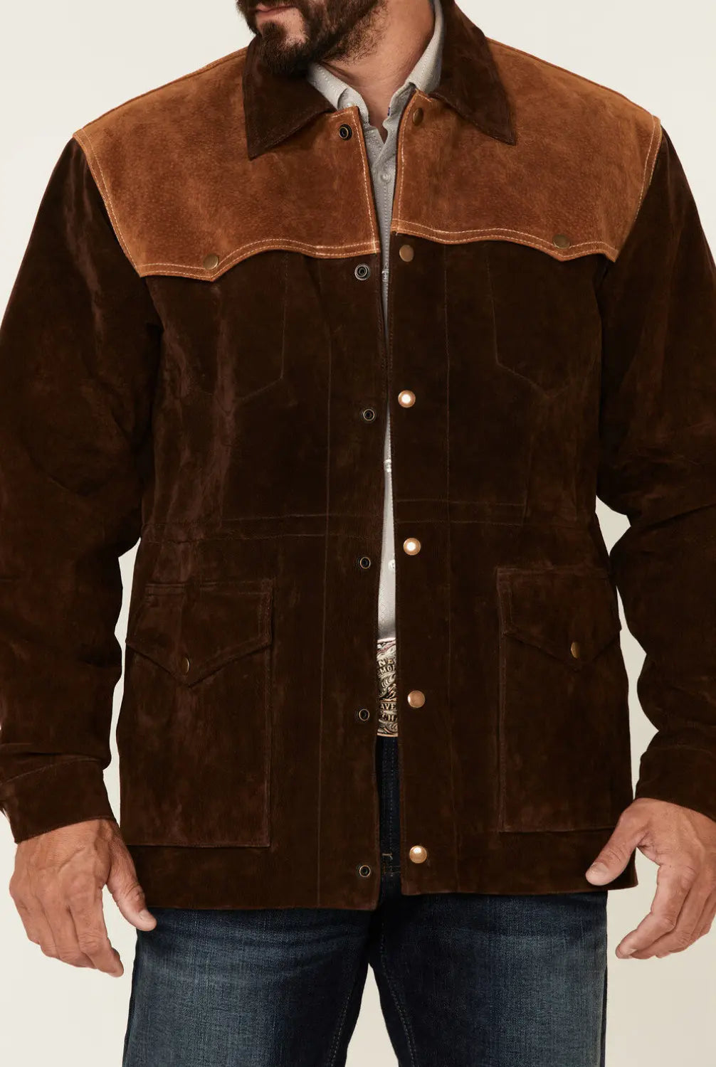 Chocolate Two-Tone Suede Rancher Car Jacket