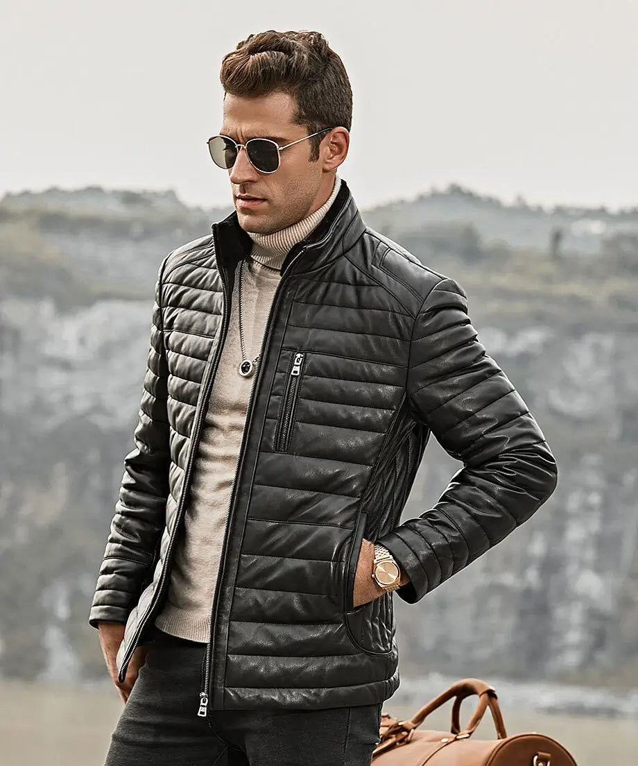 Seattle Men’s Leather Puffer Jacket