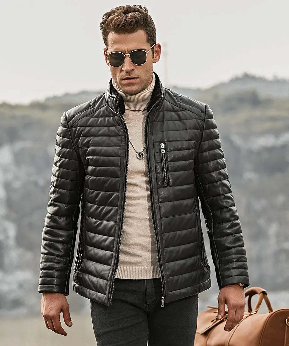 Seattle Men’s Leather Puffer Jacket