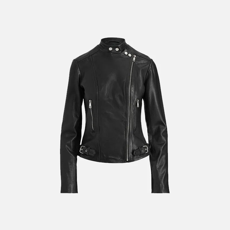 Women’s Black Biker Style Classic Leather Jacket
