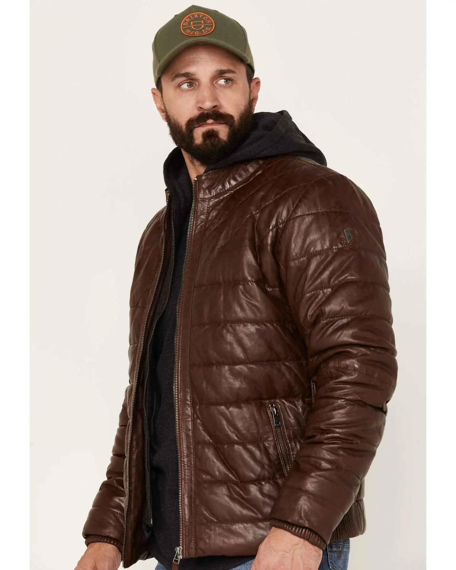Men’s Leather Puffer Jacket