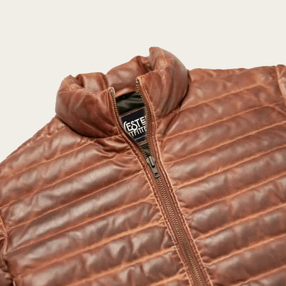 Bridger Mens Brown Leather Puffer Jacket