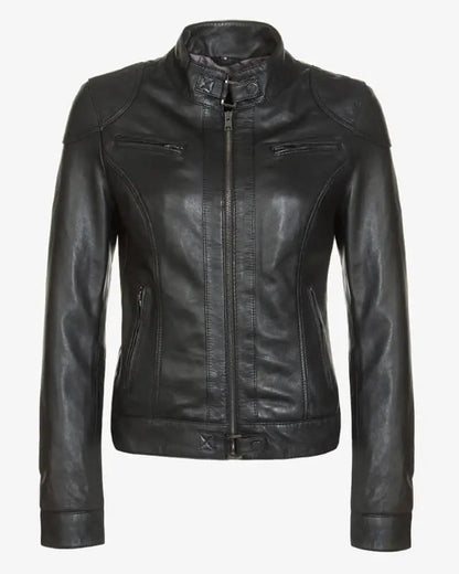 Womens Callie Black Hooded Leather Jacket