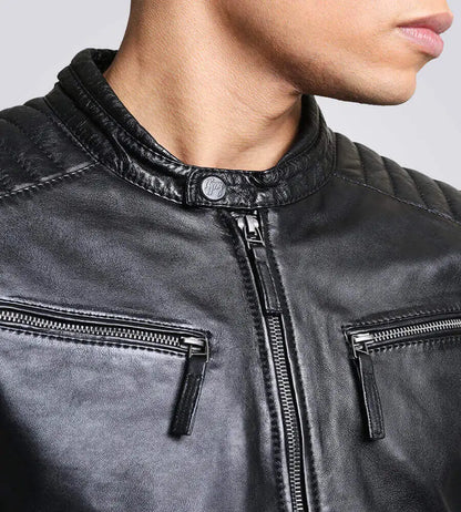 Chester Quilted Black Leather Jacket