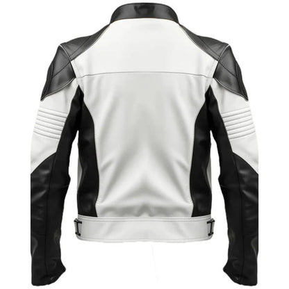 Men's White Biker Leather Jacket