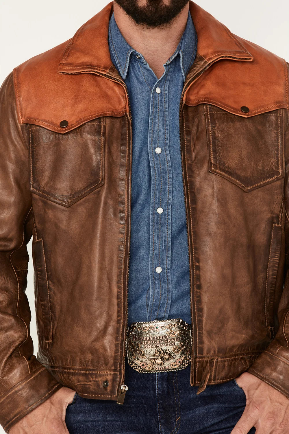 Goldrush Color Block Leather Jacket