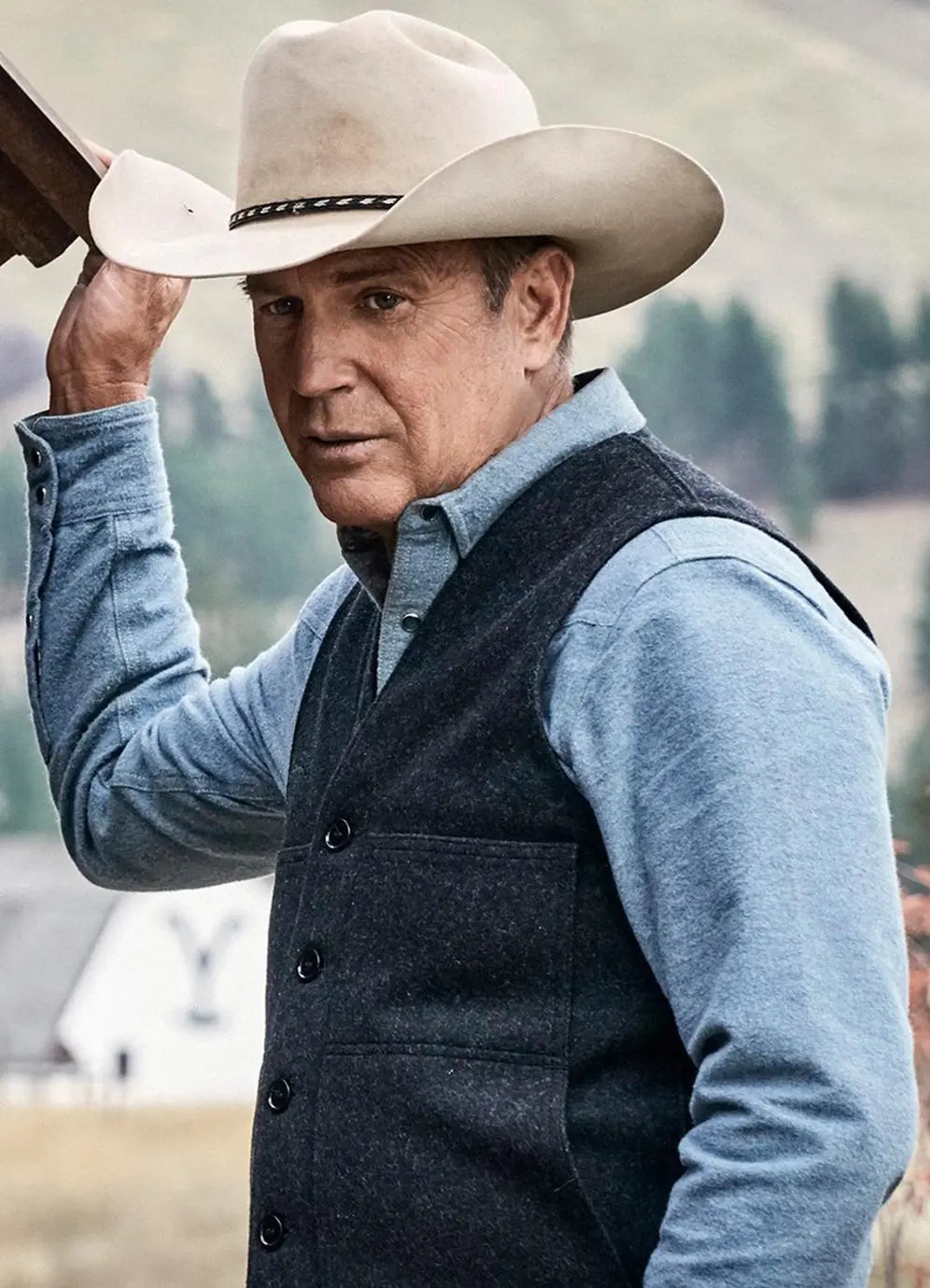 Yellowstone John Dutton Grey Wool Vest