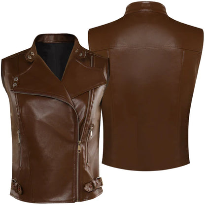 Maggie Rhee The Walking Dead Dead City Brown Leather Vest