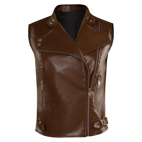 Maggie Rhee The Walking Dead Dead City Brown Leather Vest