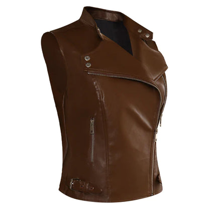 Maggie Rhee The Walking Dead Dead City Brown Leather Vest