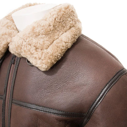 Men Vintage Brown Faux Shearling Jacket