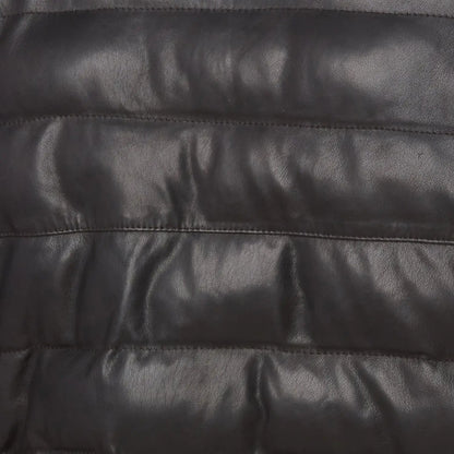 Men’s Black Leather Puffer Jacket