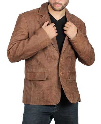 Men’s Brown Suede Leather Blazer