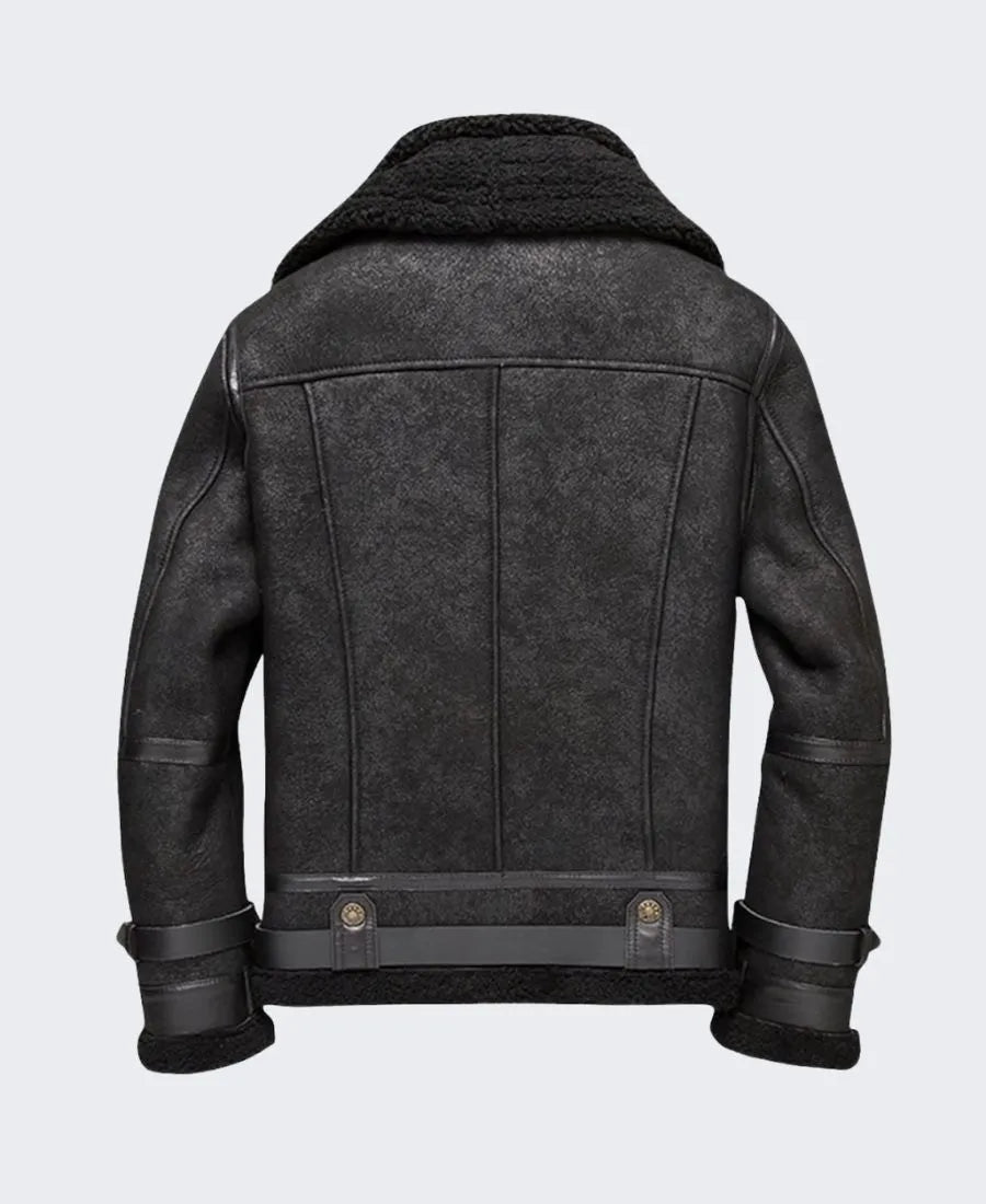 Hooded Black B3 Suede Faux Shearling Leather Jacket