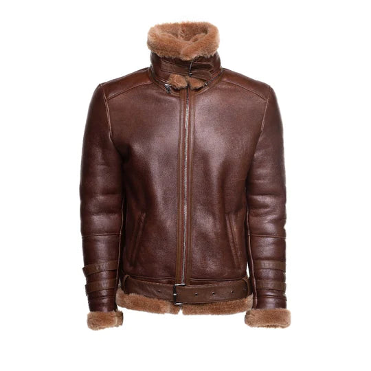Austin Buttler Brown Aviator Faux Shearling Jacket