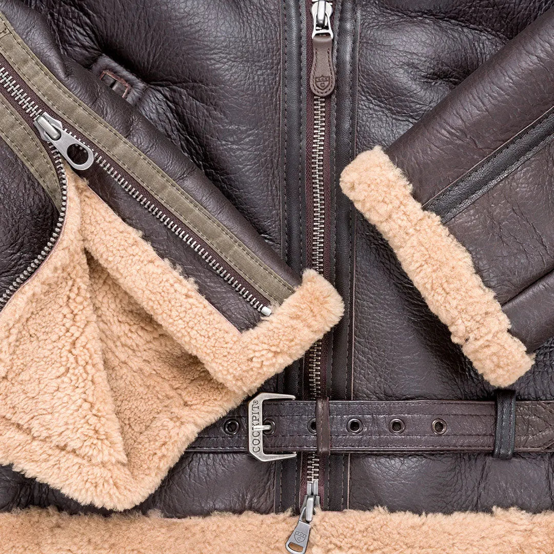 RAF Fighter Sheepskin Faux Fur Bomber Jacket