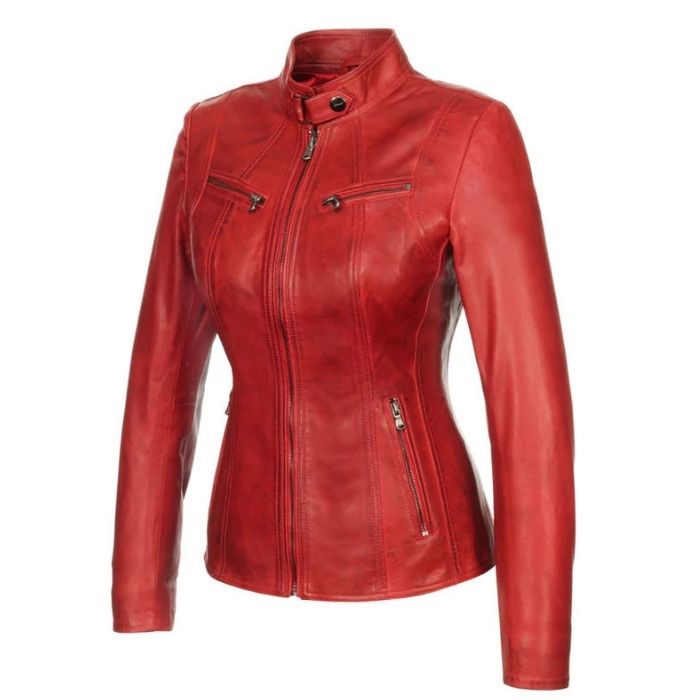 Women's Red Versona Leather Jacket
