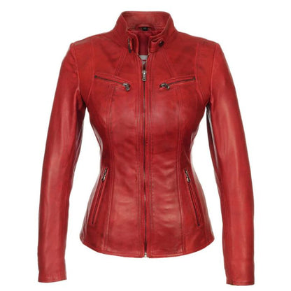 Women's Red Versona Leather Jacket
