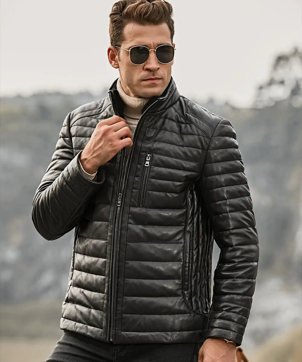 Seattle Men’s Leather Puffer Jacket