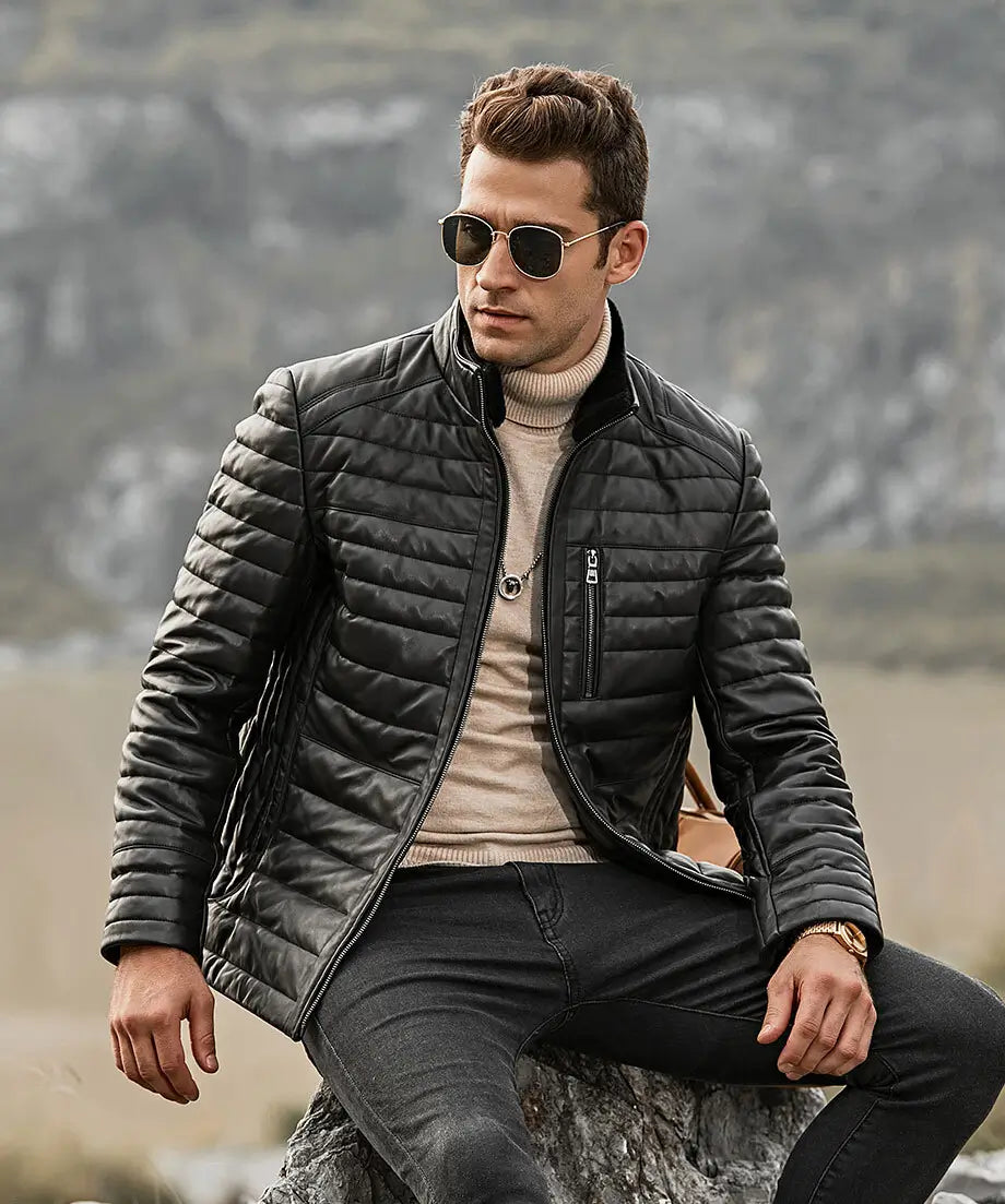 Seattle Men’s Leather Puffer Jacket