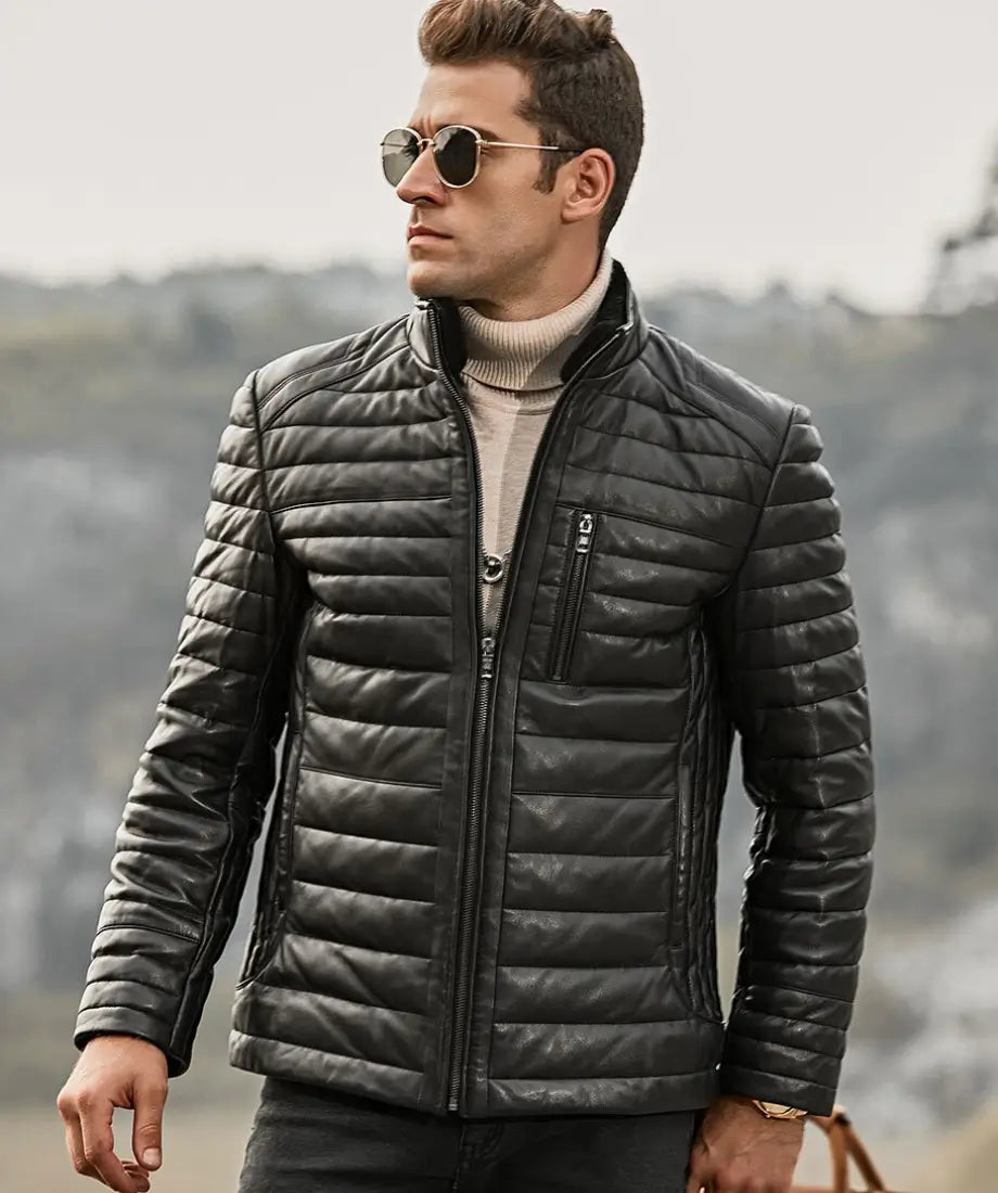 Seattle Men’s Leather Puffer Jacket