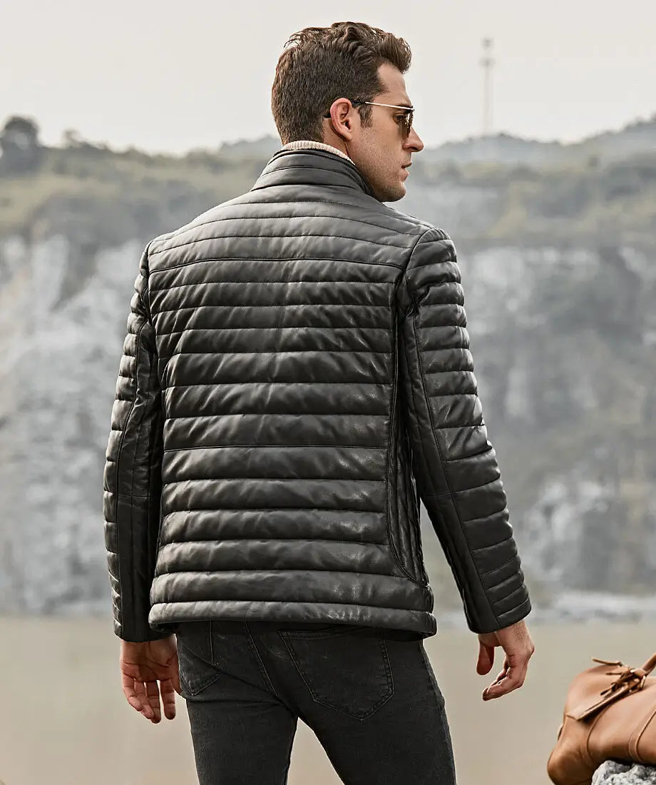 Seattle Men’s Leather Puffer Jacket