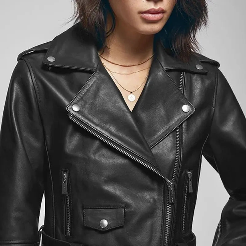 Women’s Stylish Moto Black Leather Jacket