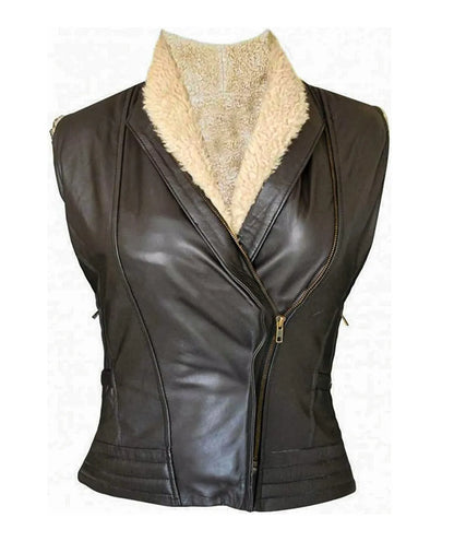 The Walking Dead Andrea Laurie Holden Brown Leather Vest