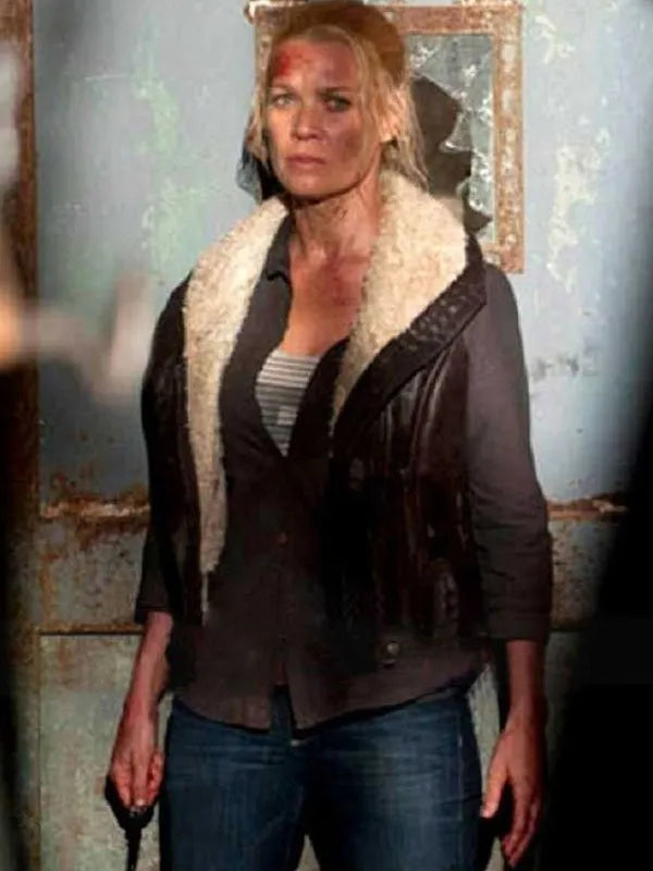 The Walking Dead Andrea Laurie Holden Brown Leather Vest