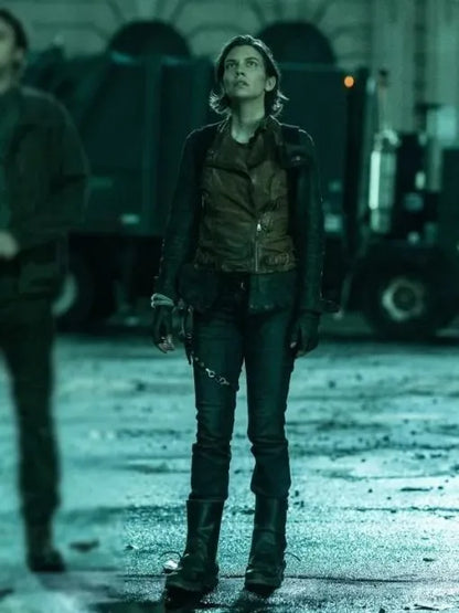 Maggie Rhee The Walking Dead Dead City Brown Leather Vest