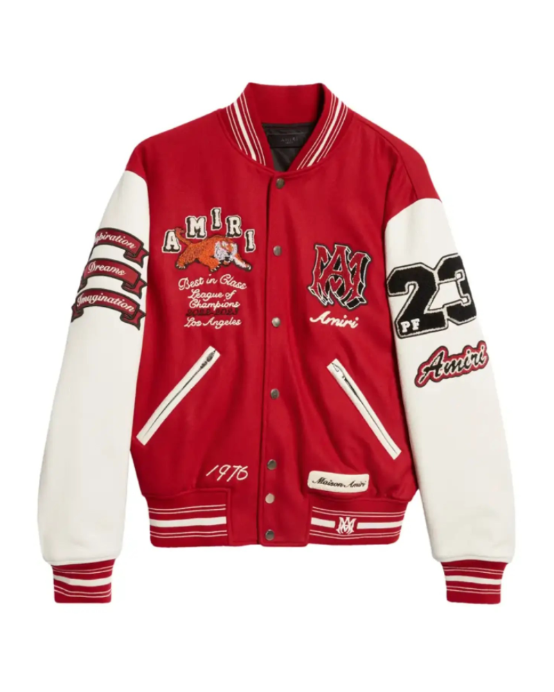 Tiger Patch Red & White Varsity Jacket