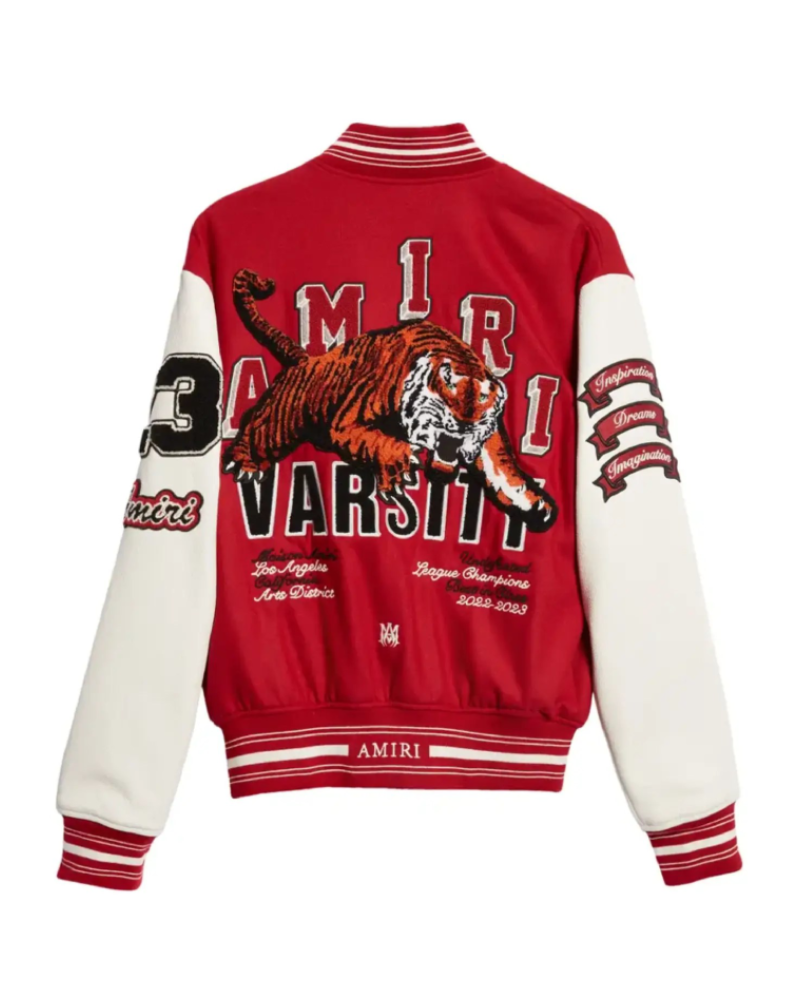 Tiger Patch Red & White Varsity Jacket