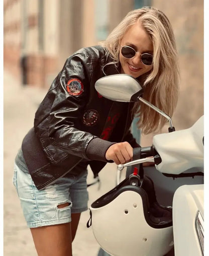 Top Gun Womens Real Leather Jacket