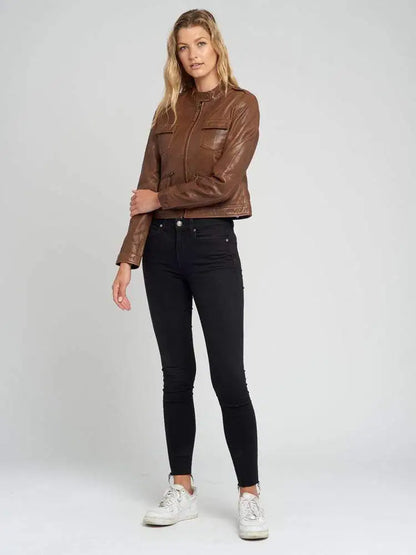 Indiana Brown Cafe Racer Women’s Leather Jacket