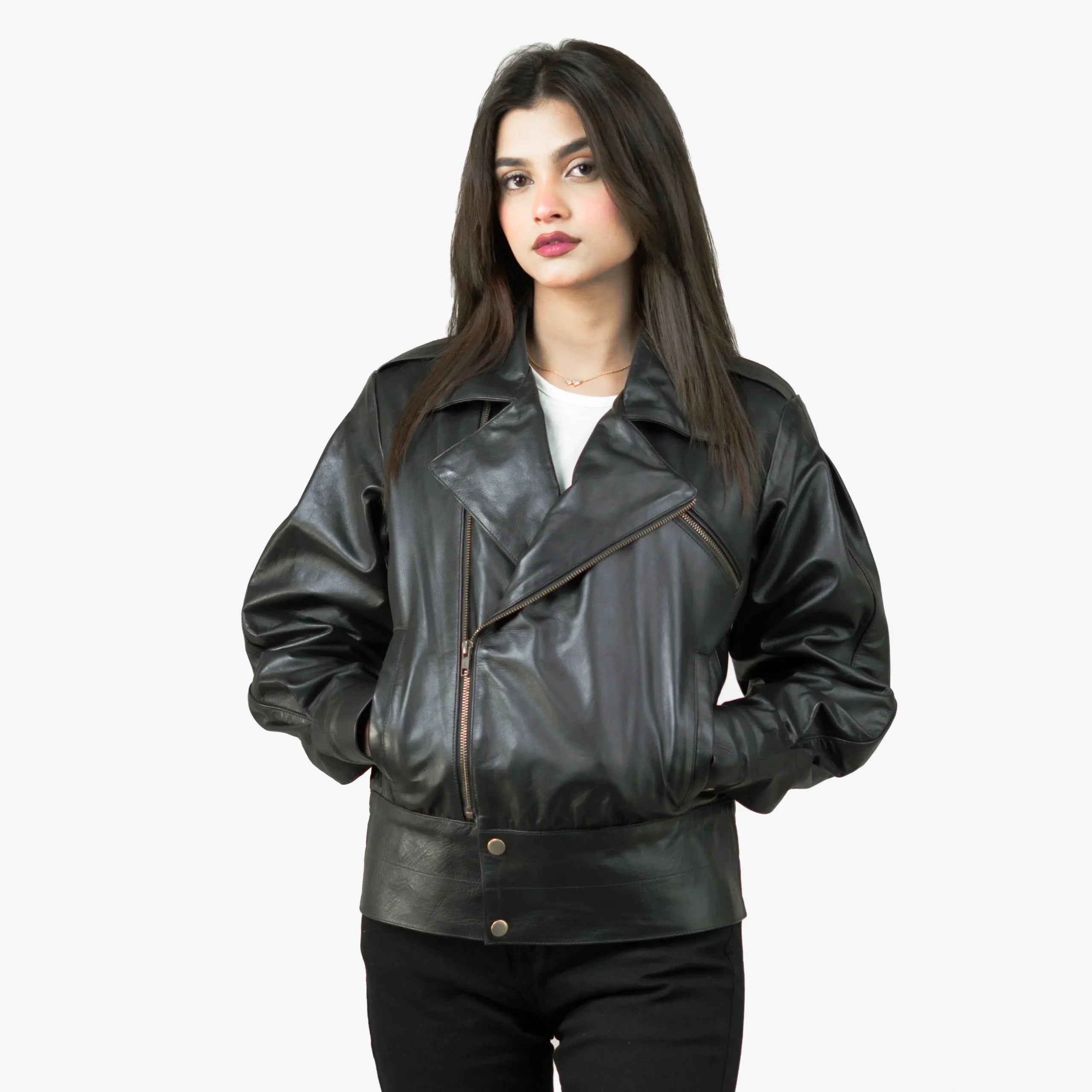 Women’s Biker Black Leather Jacket