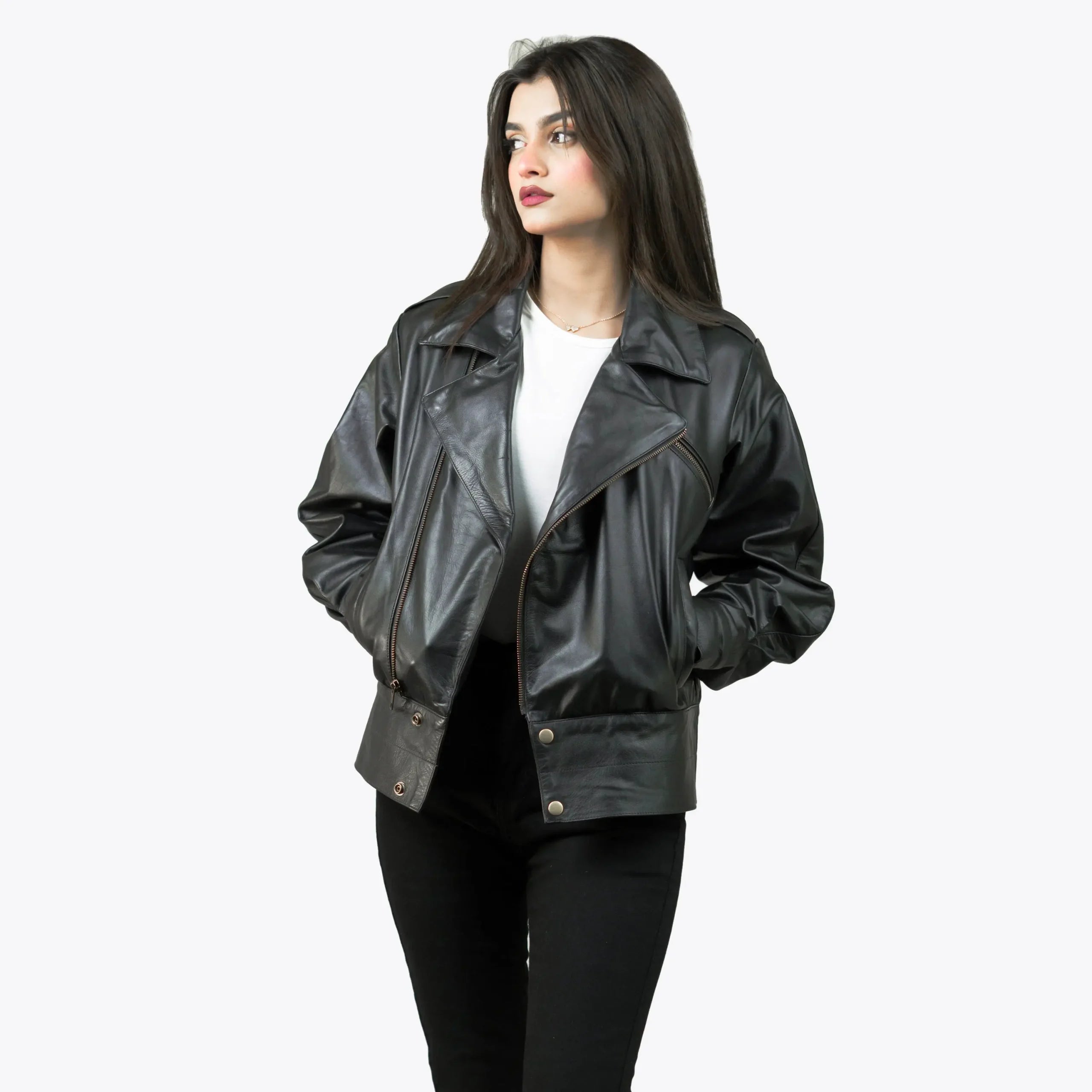 Women’s Biker Black Leather Jacket
