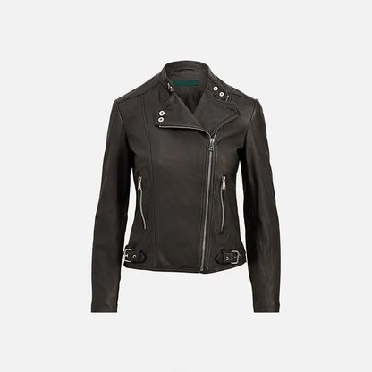 Women’s Motorcycle Style Black Leather Jacket