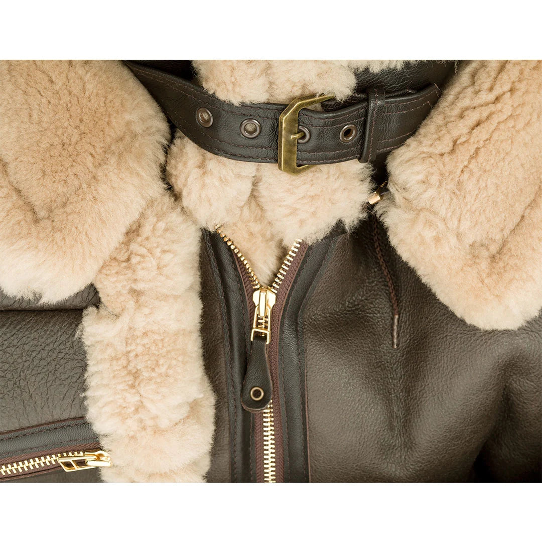 B3 Brown Hooded Faux Shearling Jacket