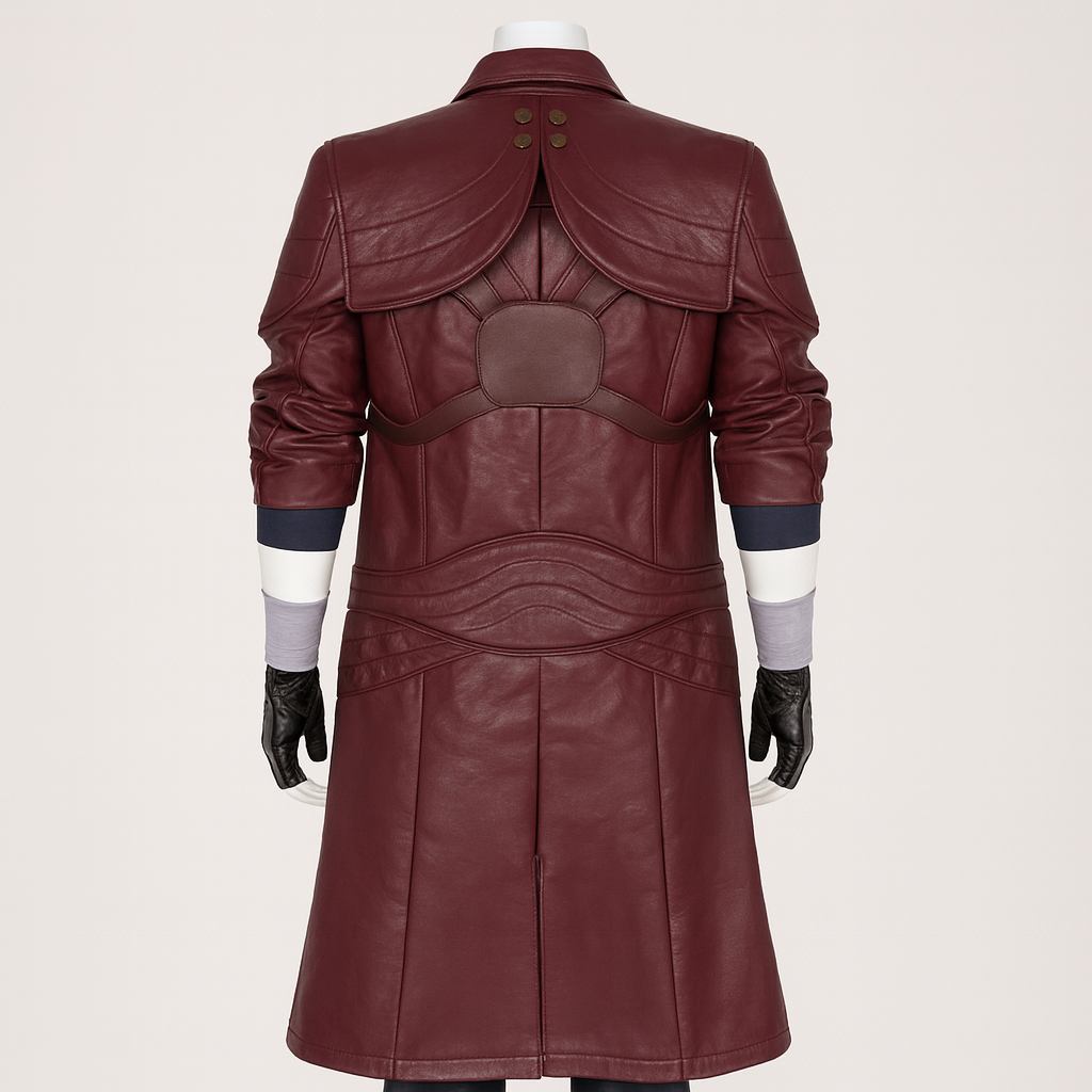 Dante Inspired Maroon Leather Trench Coat: Devil Hunter Cosplay Jacket