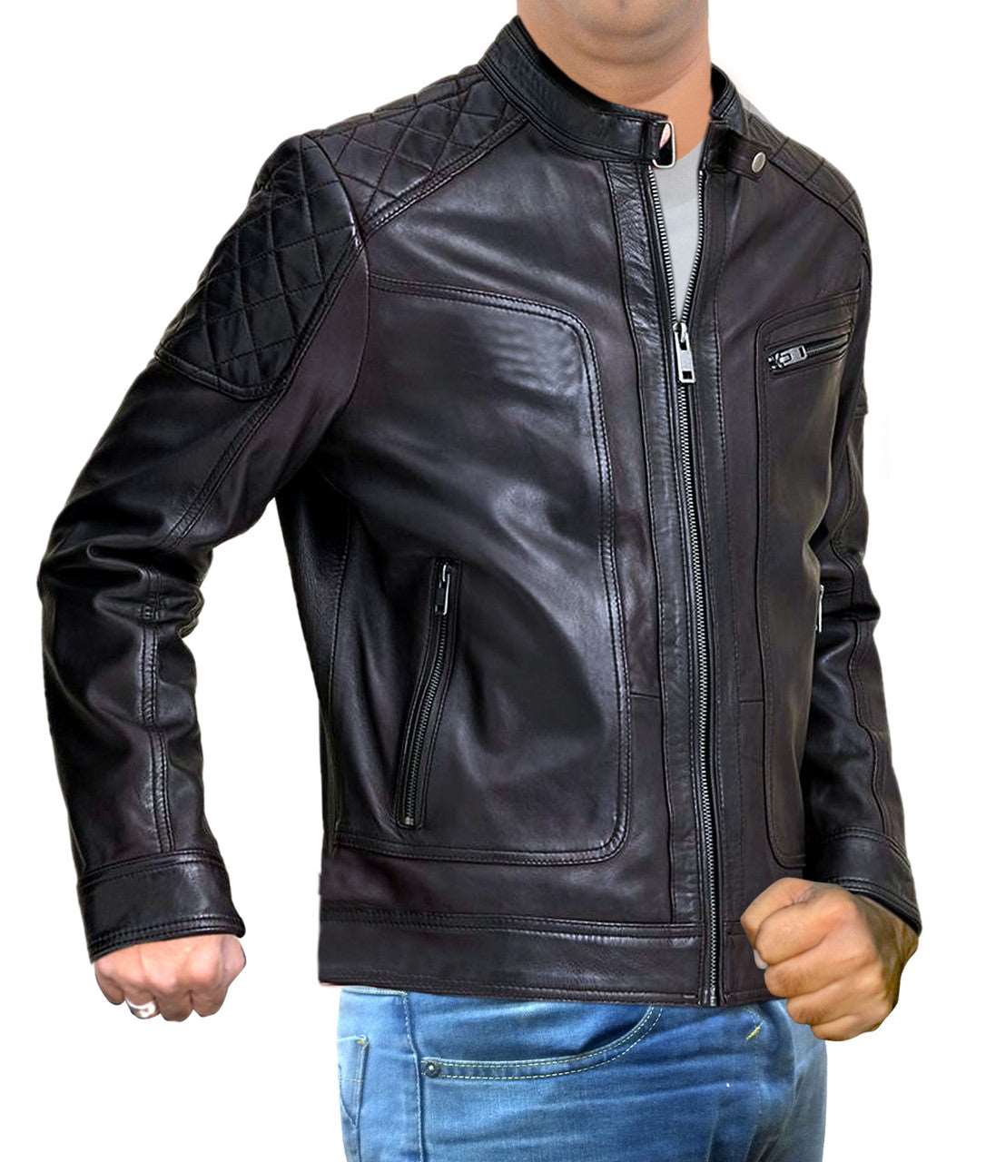 Biker Style Motorbike Leather Jacket