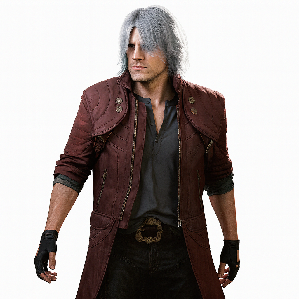 Dante Inspired Maroon Leather Trench Coat: Devil Hunter Cosplay Jacket