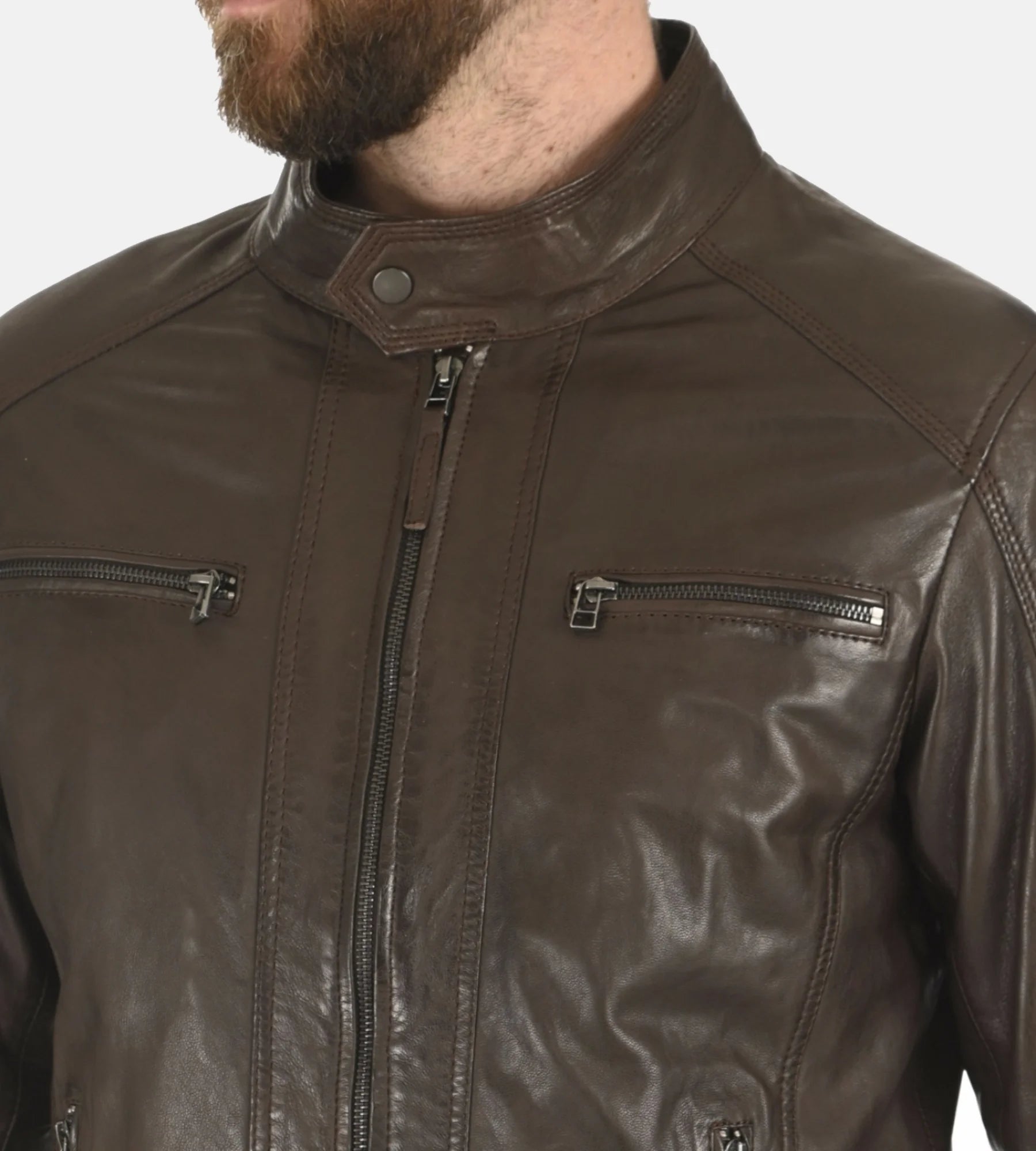 Men’s Erico Lifton Hood Chocolate Brown Lambskin Leather Jacket